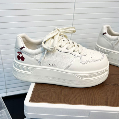 Damen Sneaker Plateau Schuhe Mode Kirsch Design