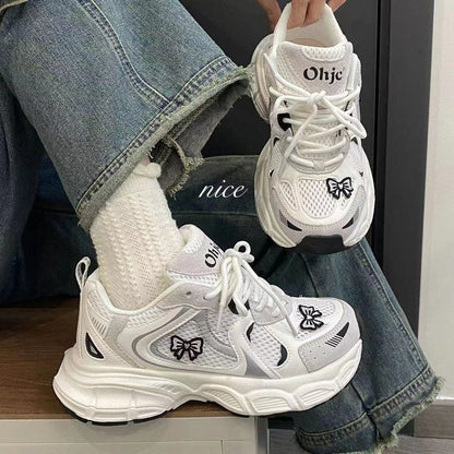 Damen Sneaker Sportlich Schleifen Details Moderne Mode