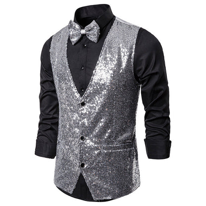 Herren Glitzerweste Festlich Mit Fliege Glamour