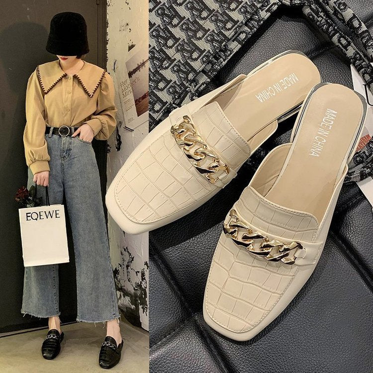 Elegante Damen Slingback Schuhe mit Ketten Detail - BerlinGlamour
