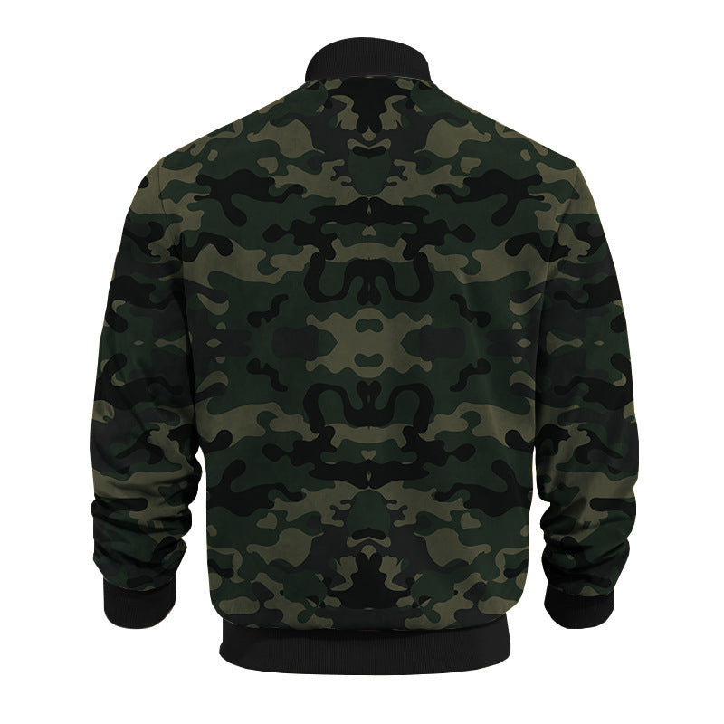 Herren Bomberjacke Camouflage Lässig Reißverschluss Taschen