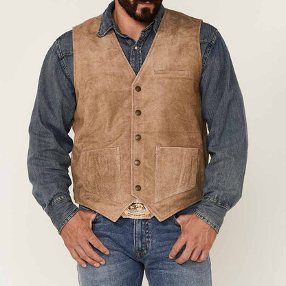 Lederweste Herren Wildleder Klassisch Mit Taschen