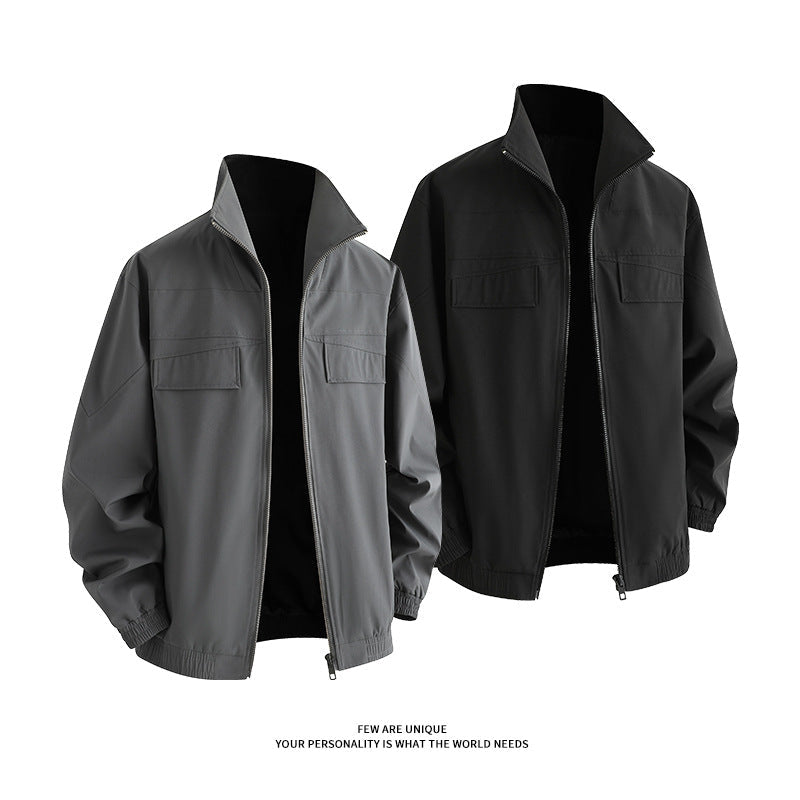 Herren Freizeitjacke mit Taschen und hohem Kragen Modern