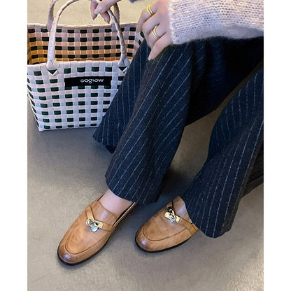 Damen Mokassins Elegante Schnalle Luxus Design
