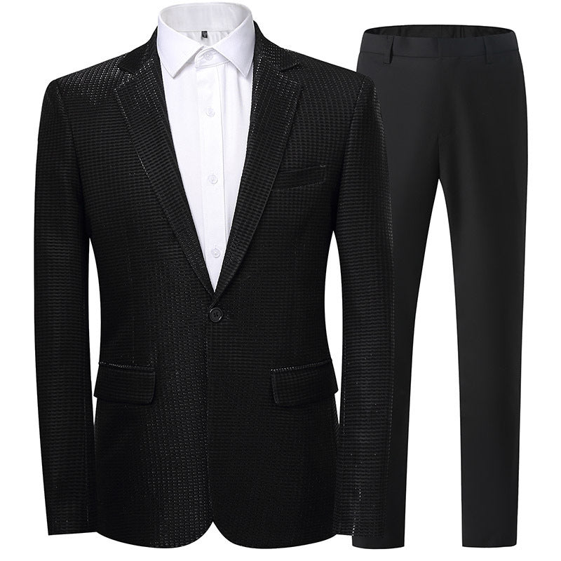 Herren Anzug Glitzer Pailletten Elegant Abend