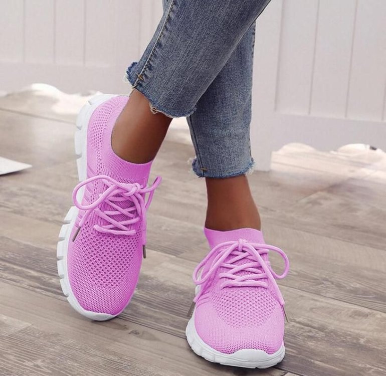 Damen Sneaker Sportlich Leicht Atmungsaktiv Netz