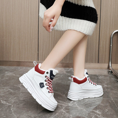Damen Sneaker Winter Warm Fleece Innensohle High-Top Schuhe