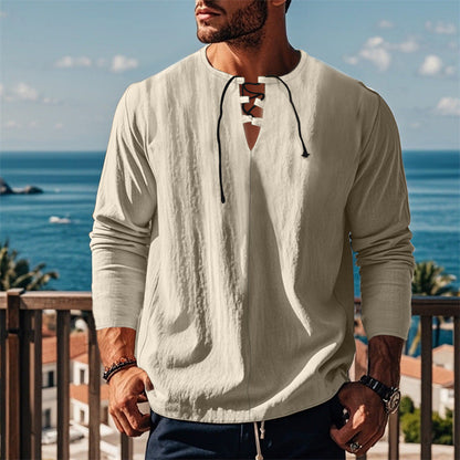 Modernes Langarmshirt mit Schnürung und V-Ausschnitt Berlin-Glamour