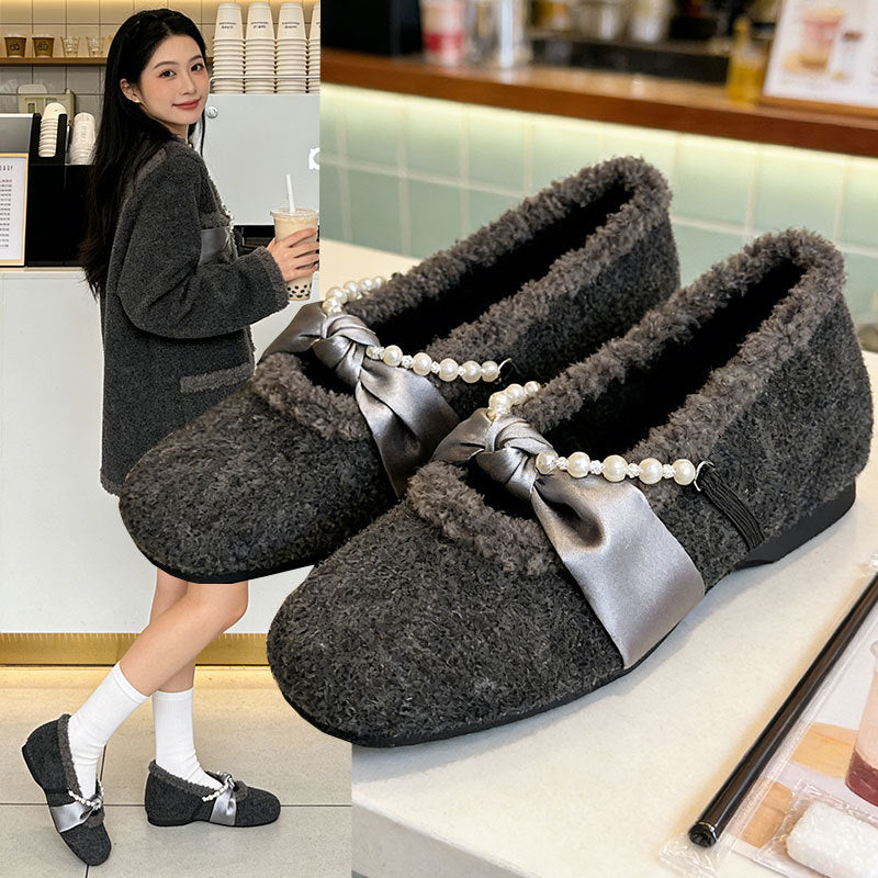 Damen Hausschuhe Flauschig Warm mit Perlen Elastisch - BerlinGlamour