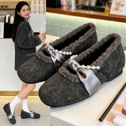 Damen Hausschuhe Flauschig Warm mit Perlen Elastisch - BerlinGlamour
