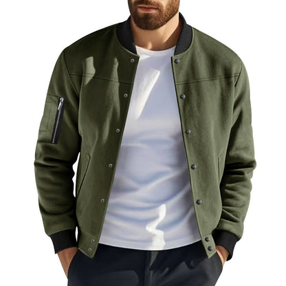 Herren Collegejacke Modern mit Taschen Grau Casual