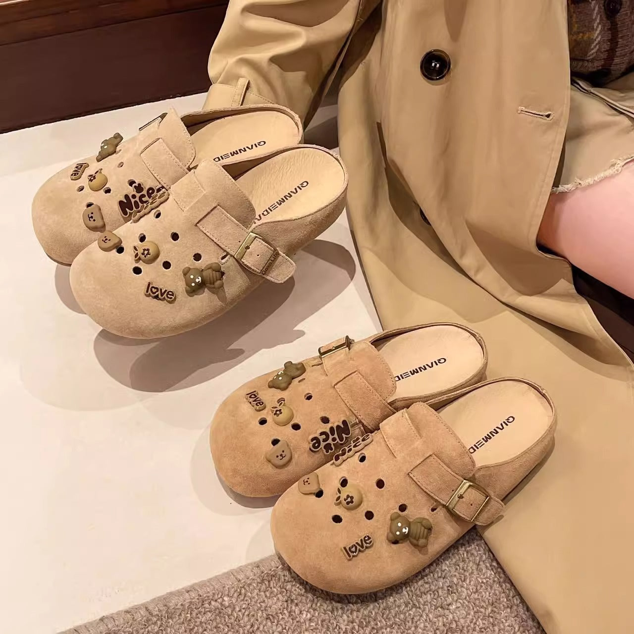 Damen Clogs Modisch Riemendesign Dekorativ Sommer - BerlinGlamour