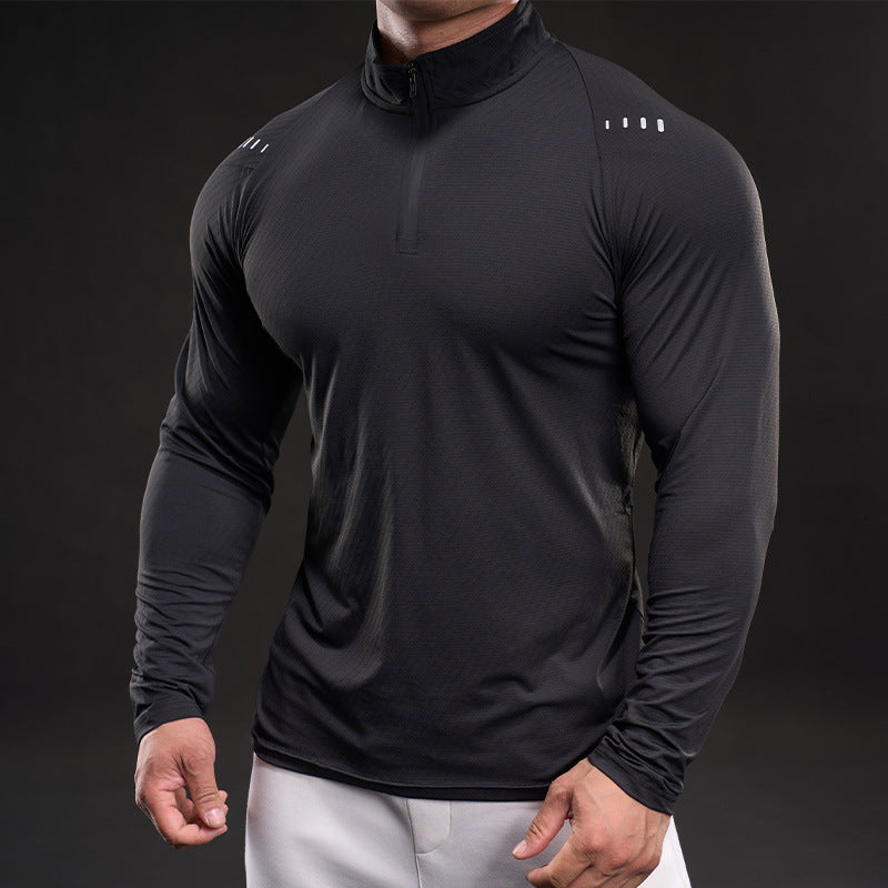 Herren Sportoberteil Funktionsshirt Stehkragen Modern