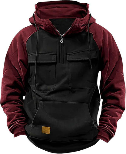 Herren Hoodie Sportlich Kapuze Taschen Baumwolle