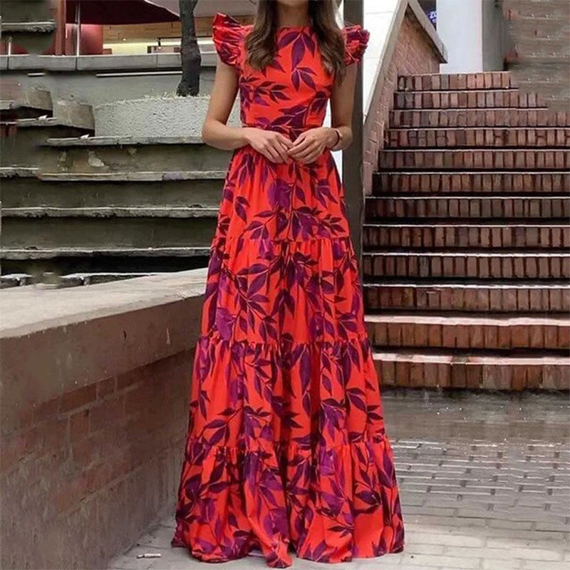 Boho Maxikleid Damen Voluminöse Ärmel Lang