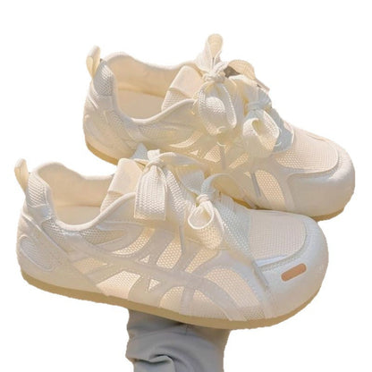 Damen Sneaker Sportlich Leicht mit Schnürung und Netzdesign