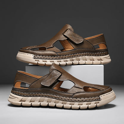Damen Sandalen Leder Bequem Klettverschluss Sommer - BerlinGlamour