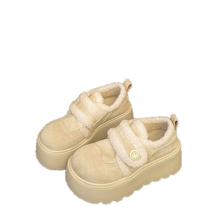 Damen Sneaker Plüschgefüttert Warm mit Klettverschluss
