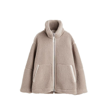 Große Fleecejacke Damen Oversized Warm mit Taschen