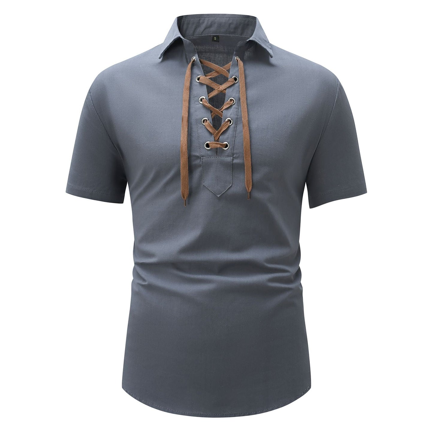 Herren Kurzarmhemd Elegant Schnürfront Modern