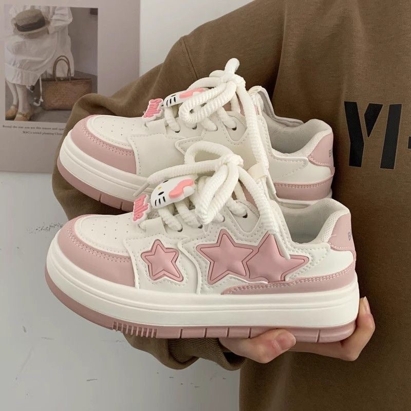 Damen Sneaker Sternen Motiv Comfort Sohle