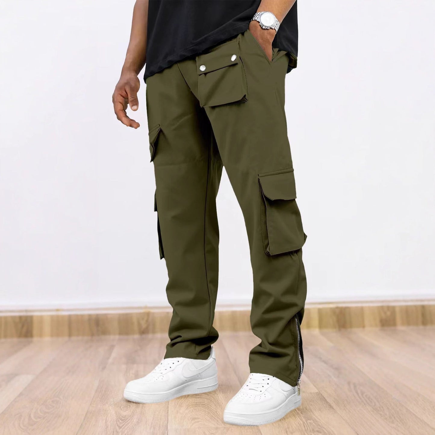 Herren Cargo-Hose Praktisch Reißverschluss Taschen Modern