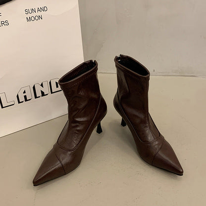 Damen Stiefeletten Spitz Schuhe Hochhackig Elegant