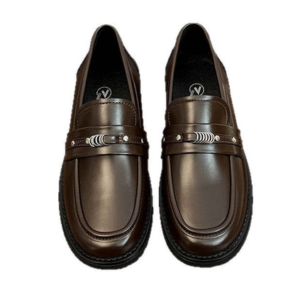 Damen Loafers Elegant Metallic Detail Schuhe Modisch
