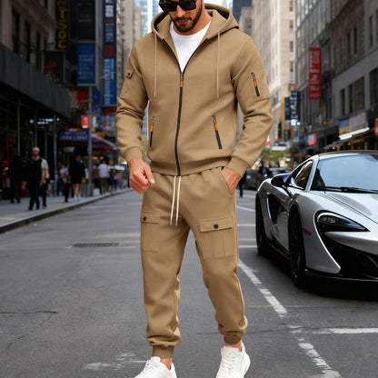 Herren Sportanzug Kapuzenjacke mit Reißverschlusstaschen Funktionell - BerlinGlamour
