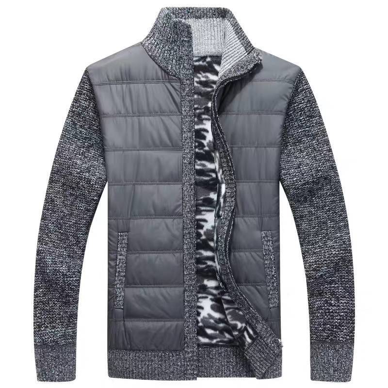 Herren Steppjacke Modern Strick Ärmel Warm
