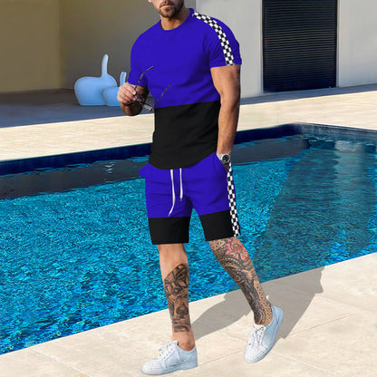 Herren Sportset Kurzarm Kontrastfarben Modern