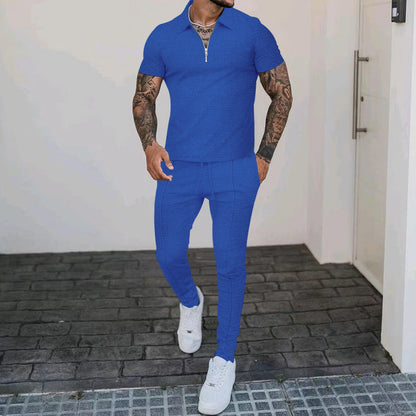 Herren Sportset Kurzarm Polo Jogginghose Bequem Modern