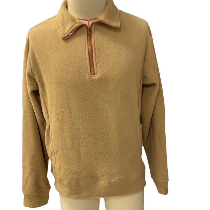 Herren Fleece Pullover Halbzipp mit Struktur Optik Modern