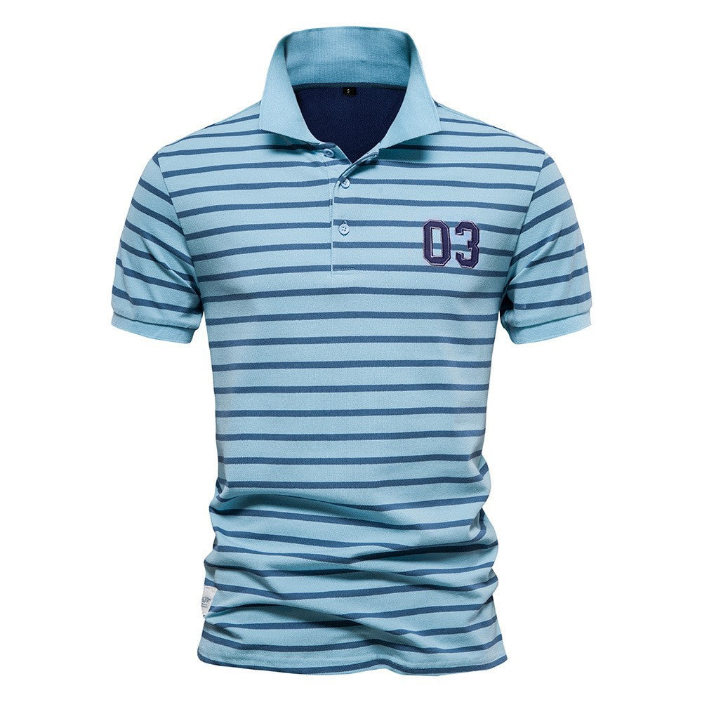 Herren Polo-Shirt Streifenmuster Bequem Modern