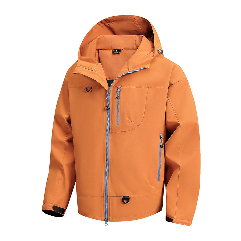 Herren Outdoor-Jacke Wasserdicht Verstellbares Kapuzen-System