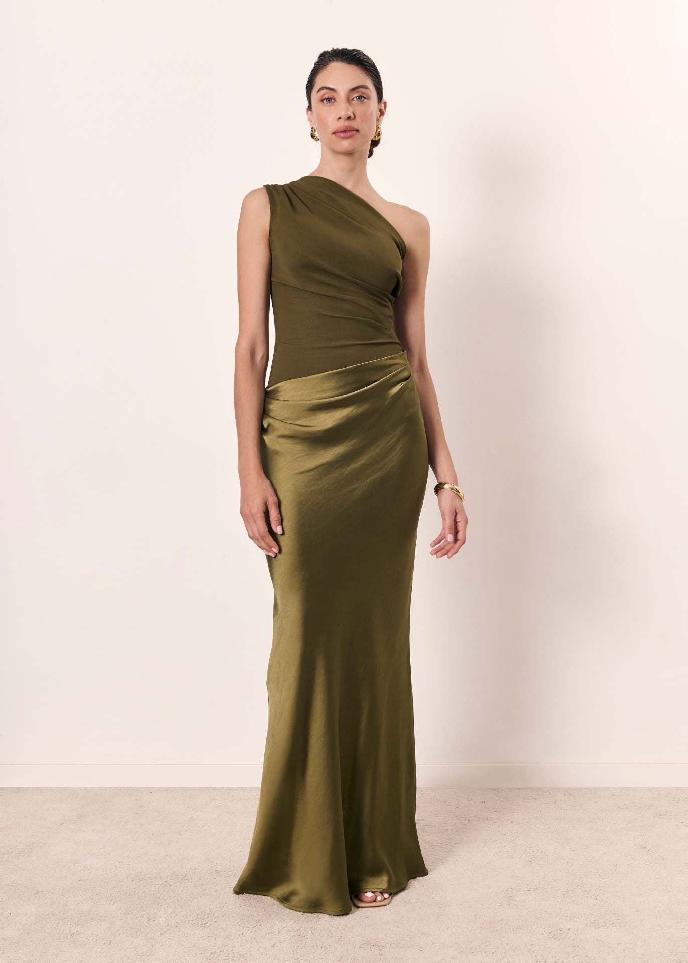Elegantes Frauen Maxikleid One Shoulder Lang