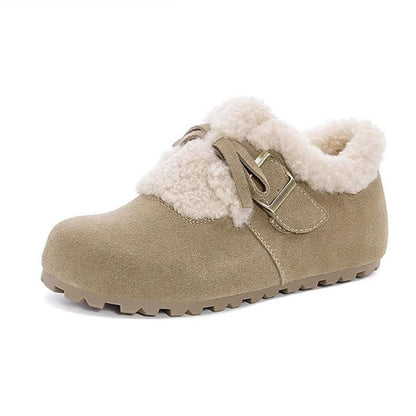 Damen Winterstiefel Flauschig mit Schnallen Modern