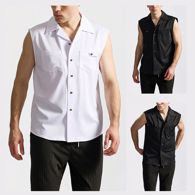 Herren Tanktop Hemd mit Brusttasche Sportlich Modern - BerlinGlamour