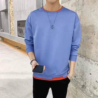 Herren Sweatshirt Lässig Mit Kontrast Saum Modern