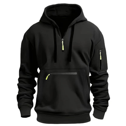 Herren Zip-Hoodie mit Reflektorstreifen und Vielzahl Taschen Sportlich