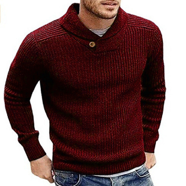 Herren Rollkragenpullover Grobstrick Modern mit Knöpfen