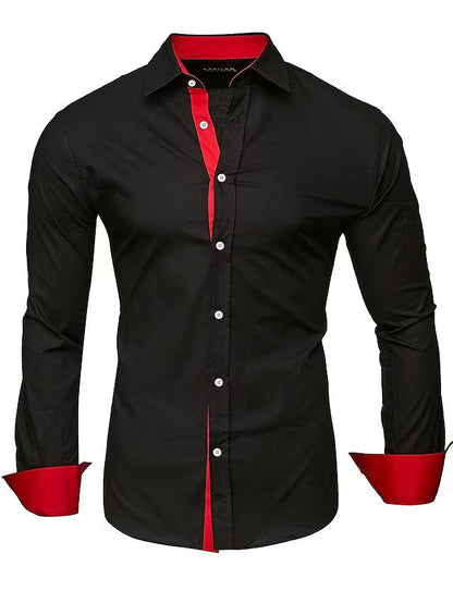 Herren Langarmhemd Elegant Kontrast Akzente Modern