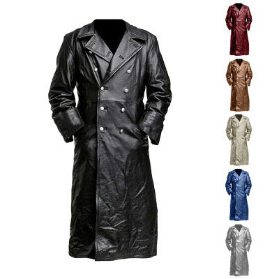 Herren Trenchcoat Lang Elegant Wasserabweisend