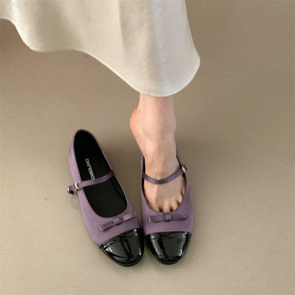 Damen Ballerinas Elegante Lederschuhe mit Schleife