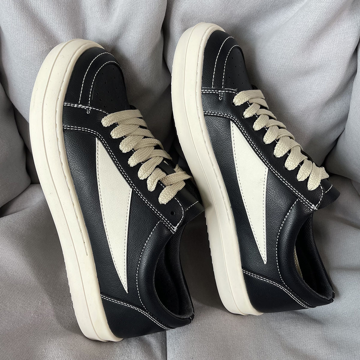 Damen Sneaker Sportlich Leder Klassisch Schwarz - BerlinGlamour