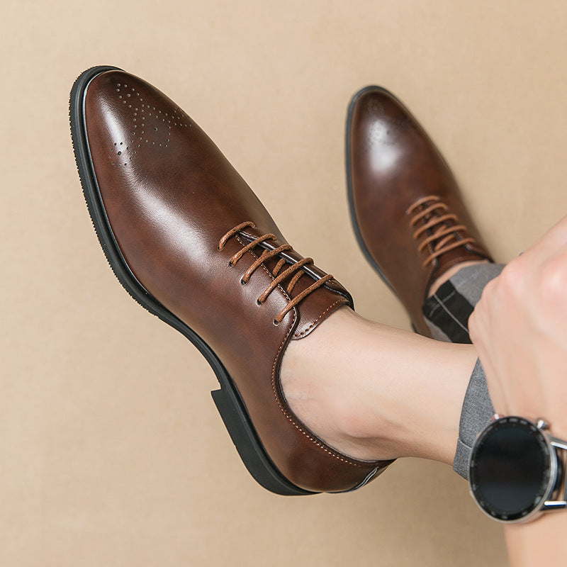 Herren Schnürschuhe Leder Elegant Modern Schwarze Schuhe