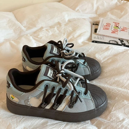 Damen Sneaker Sportlich Bequem Schnürschuhe