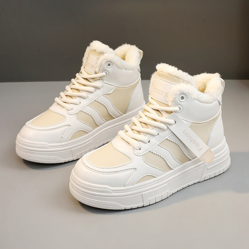 Damen Sneaker Hochflorige robustes Kunstleder bequem