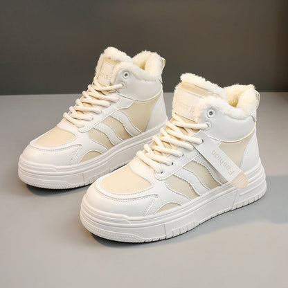Damen Sneaker Hochflorige robustes Kunstleder bequem