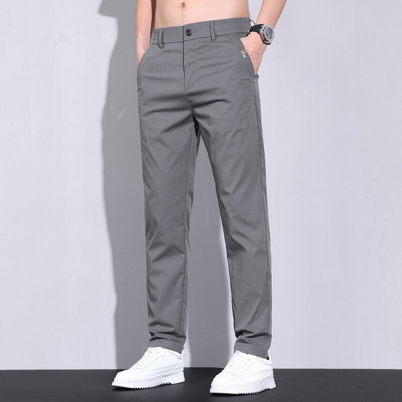 Herren Chino-Hose Elastisch Mit Seiten-Taschen Modern